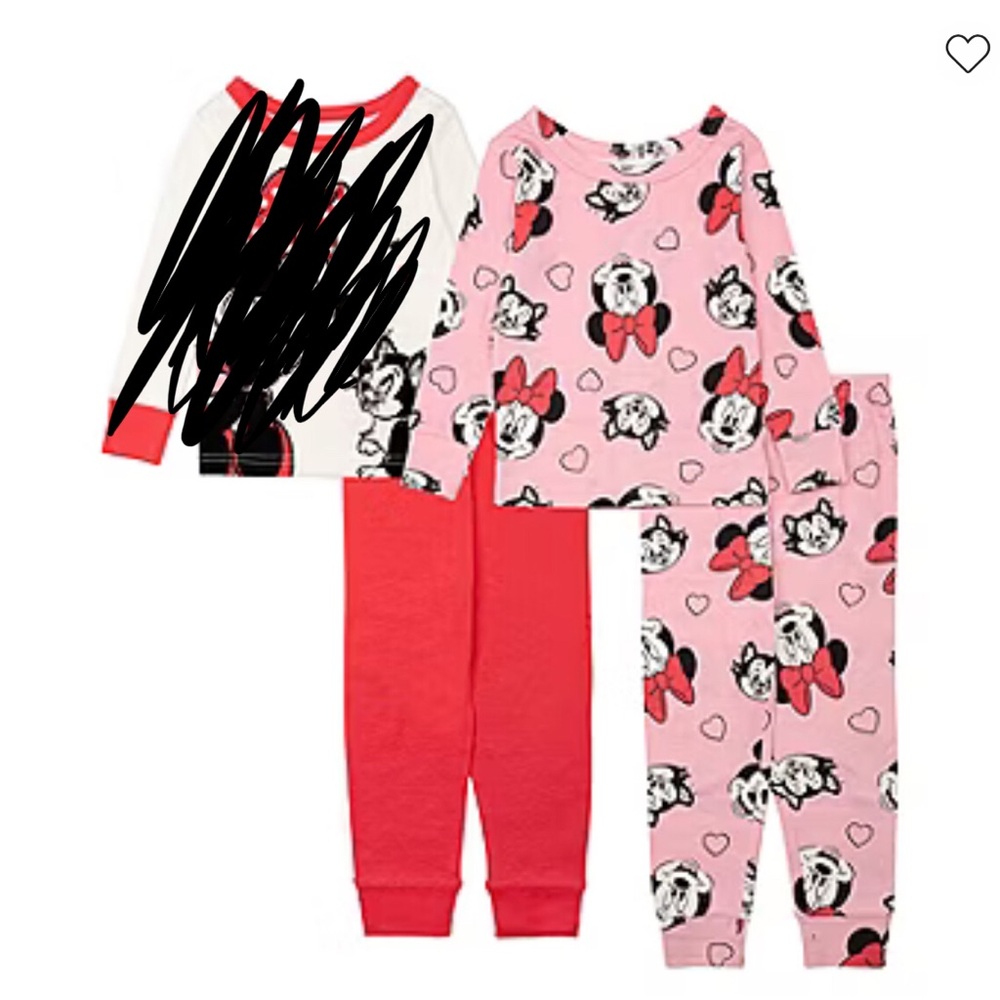 Disney Minnie Mouse Pink and Red Pajama Set